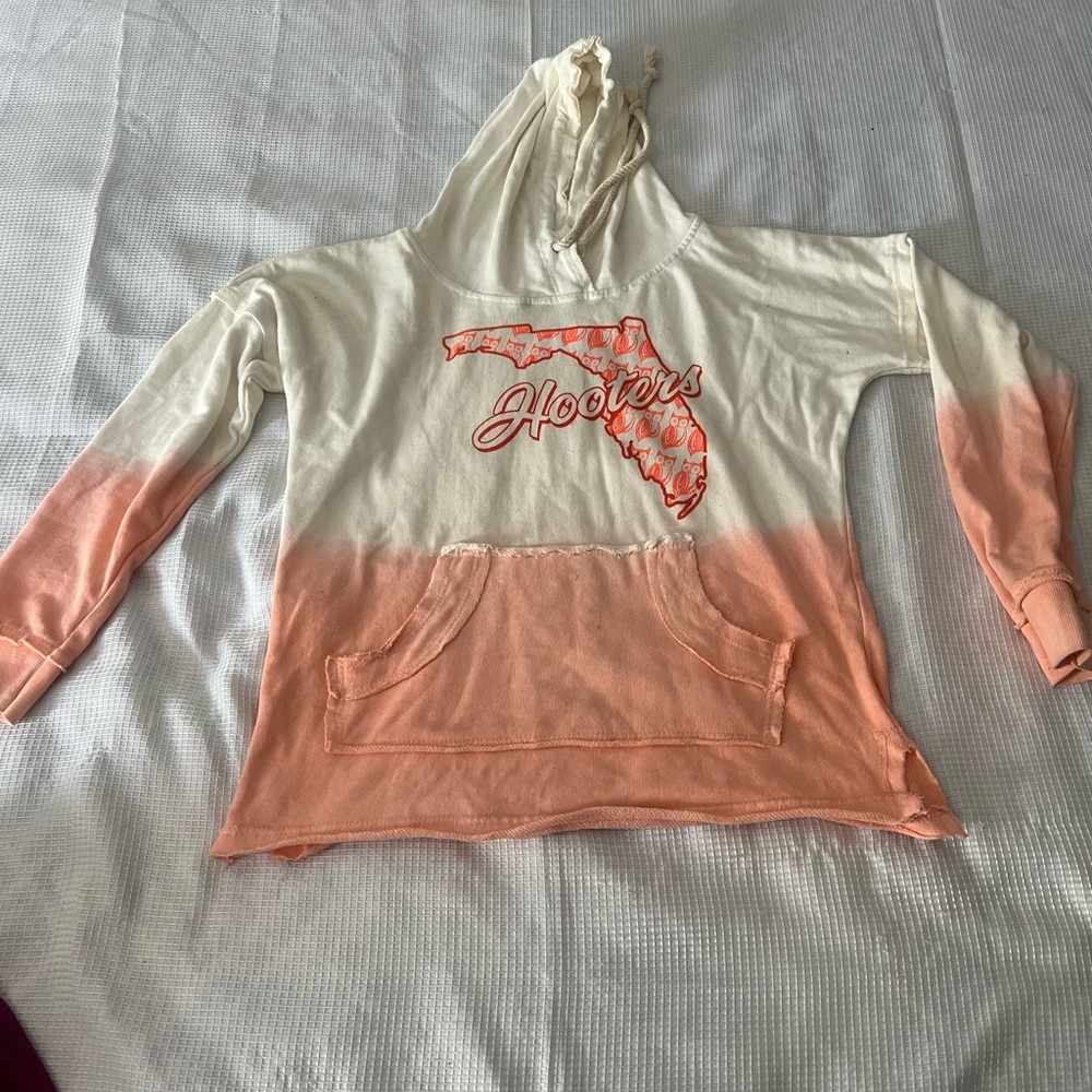Hooters Women's Cream and Orange Hoodie